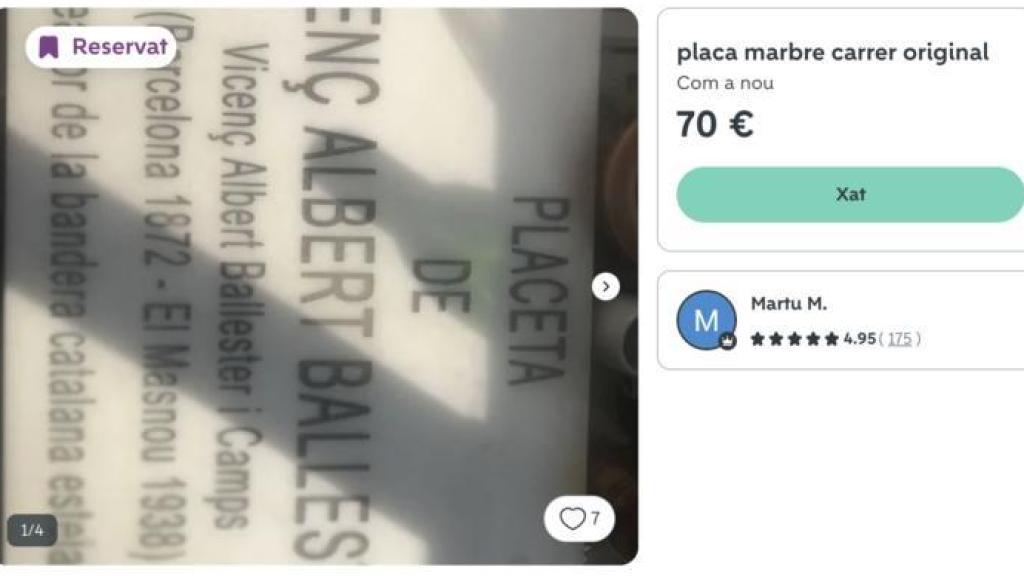 Placa a la venda a Wallapop