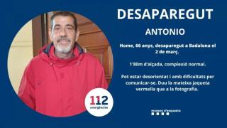 Póster Antonio, el desaparecido en Badalona el pasado 2 de marzo