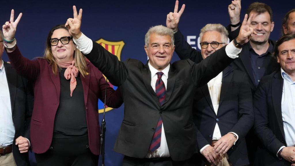 Joan Laporta celebra la victòria en les eleccions a la presidència del Barça 2026
