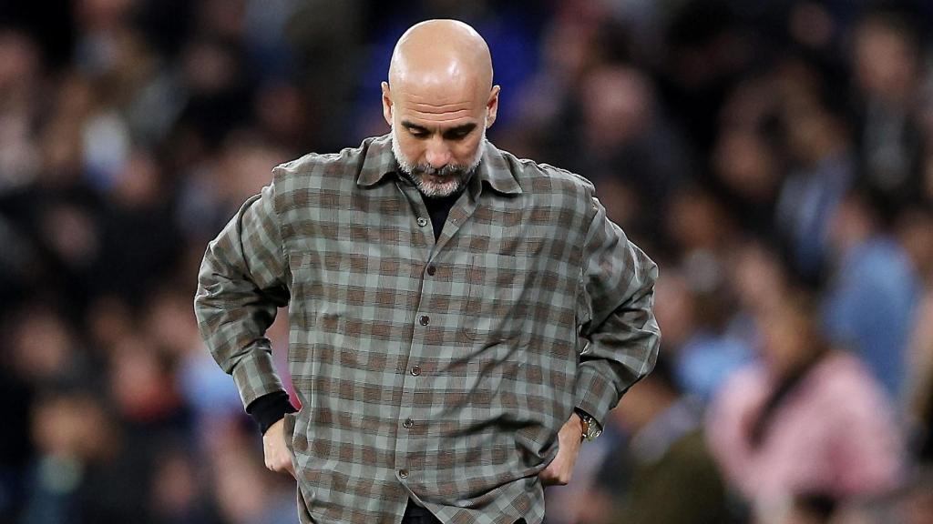 Pep Guardiola, en el Santiago Bernabéu