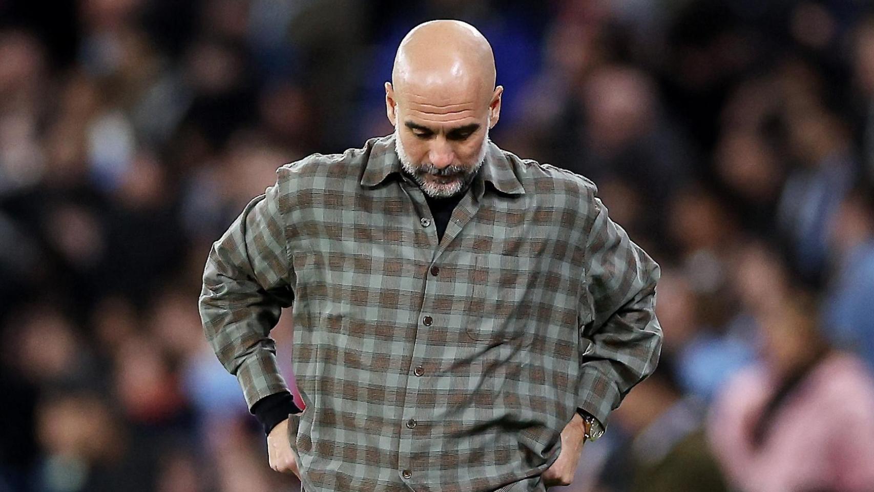 Pep Guardiola, en el Santiago Bernabéu
