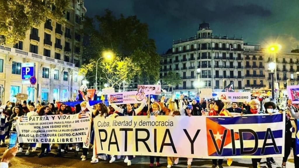 Manifestació d'opositors al règim cubà, a Barcelona (2021)