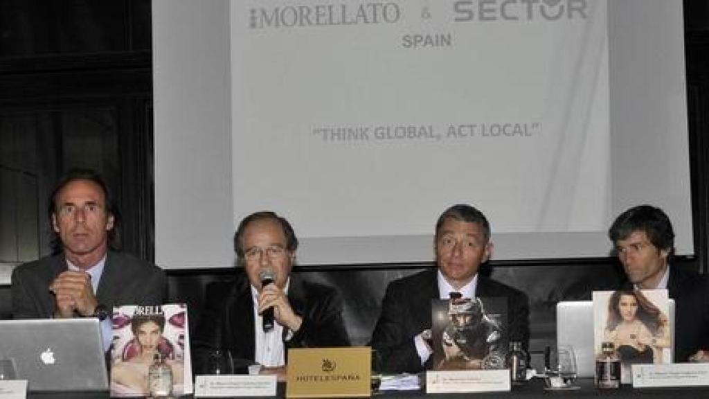 D'esquerra a dreta: Michele Bortoluzzi, Conseller Delegat de Morellato a Espanya, Miguel Ángel Cadarso Gómez, Conseller Delegat de Cadarso, Miguel Ángel Cadarso Font, Director General del Negoci Rellotger i Massimo Carraro, CEO i President de Morellato Group, el 2014