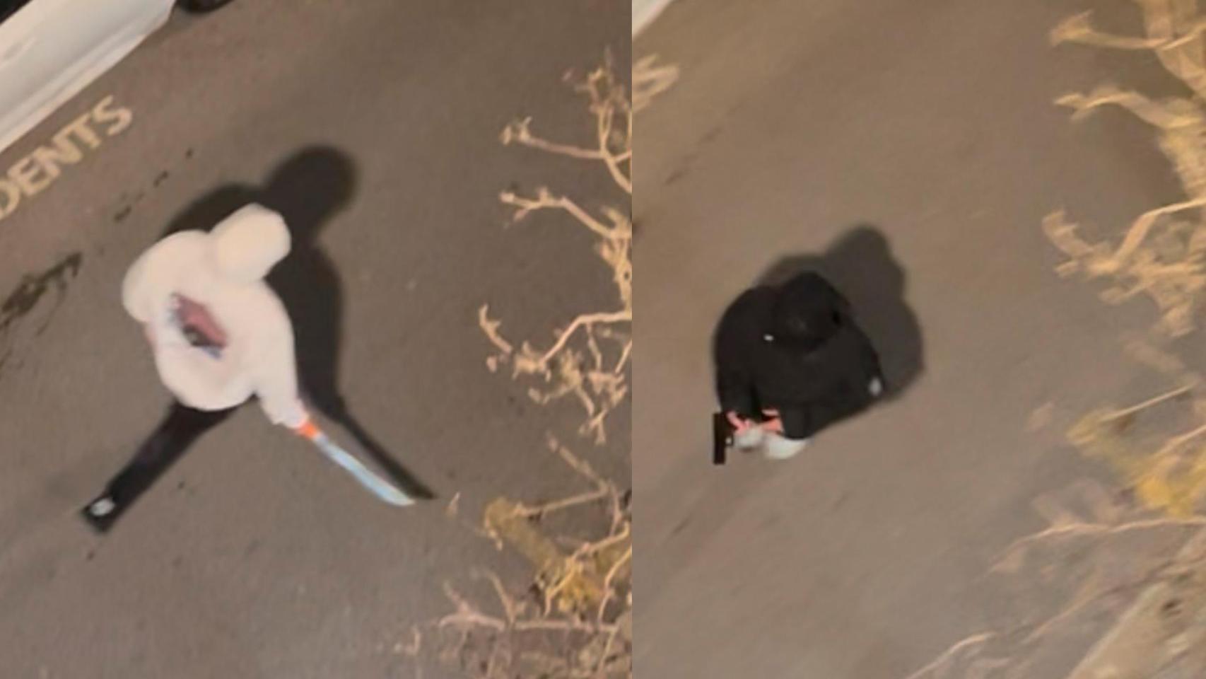 Un montaje de dos hombres armados involucrados en una pelea en Gràcia, en Barcelona