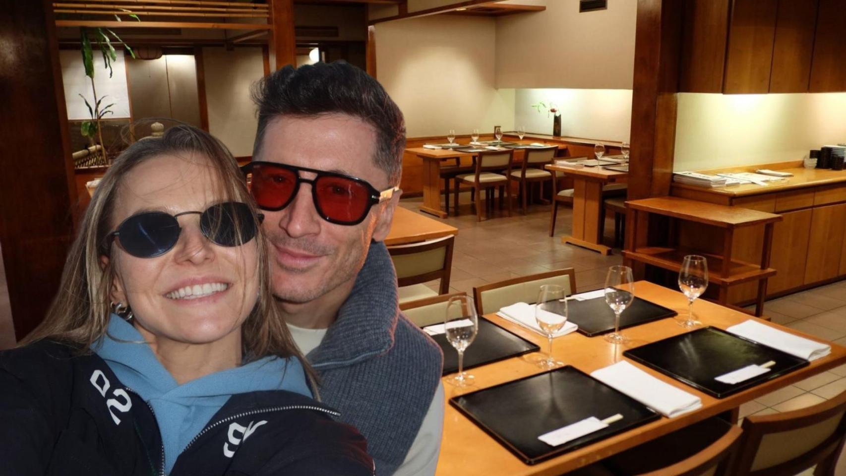 Robert Lewandowski y Anna Lewandowska, en un fotomontaje con el Restaurante Yashima de fondo