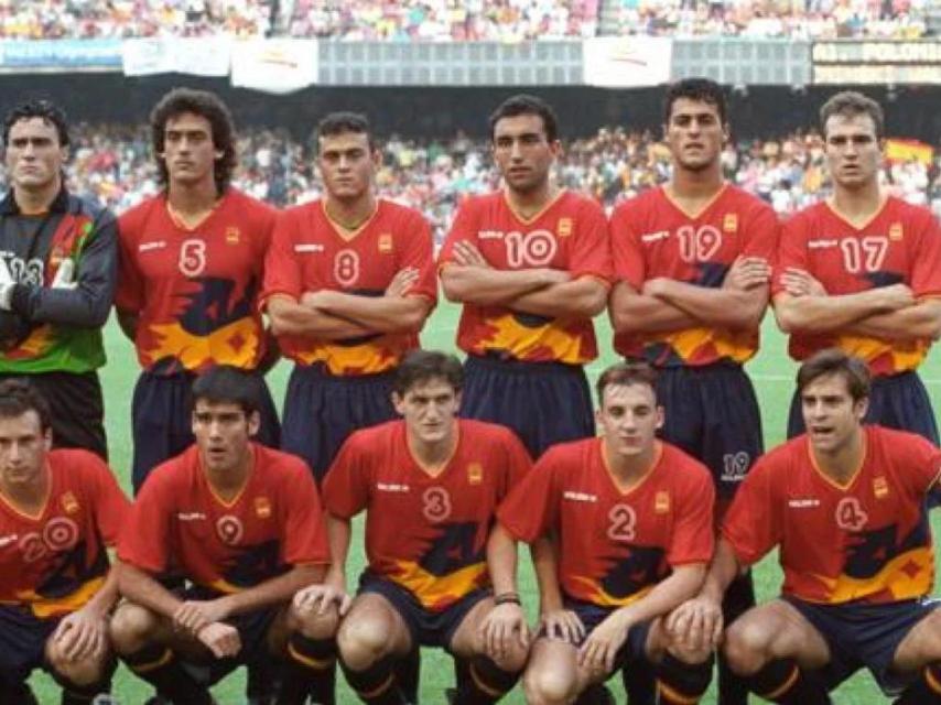 La selección española, en la final olímpica de 1992.webp