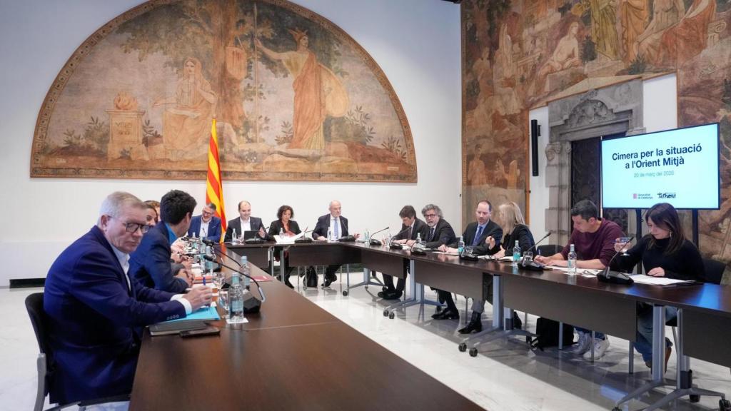 Segunda cumbre de la Generalitat con los partidos con representación en el Parlament por la crisis de la guerra en Irán