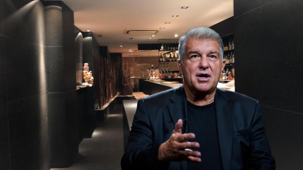 Joan Laporta con el restaurante Koy Shunka en un fotomontaje