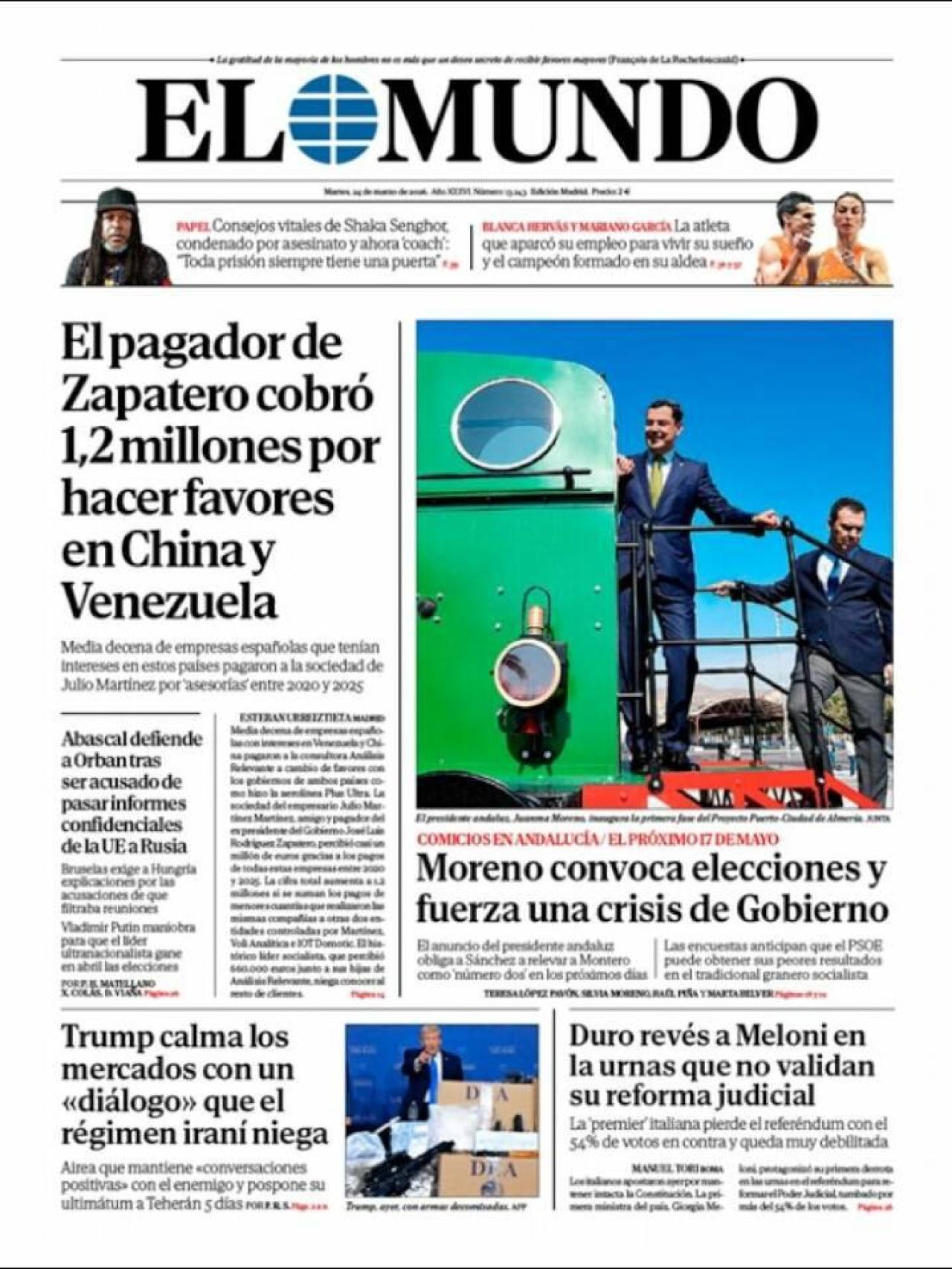La portada d' 'El Mundo' el 24 de març
