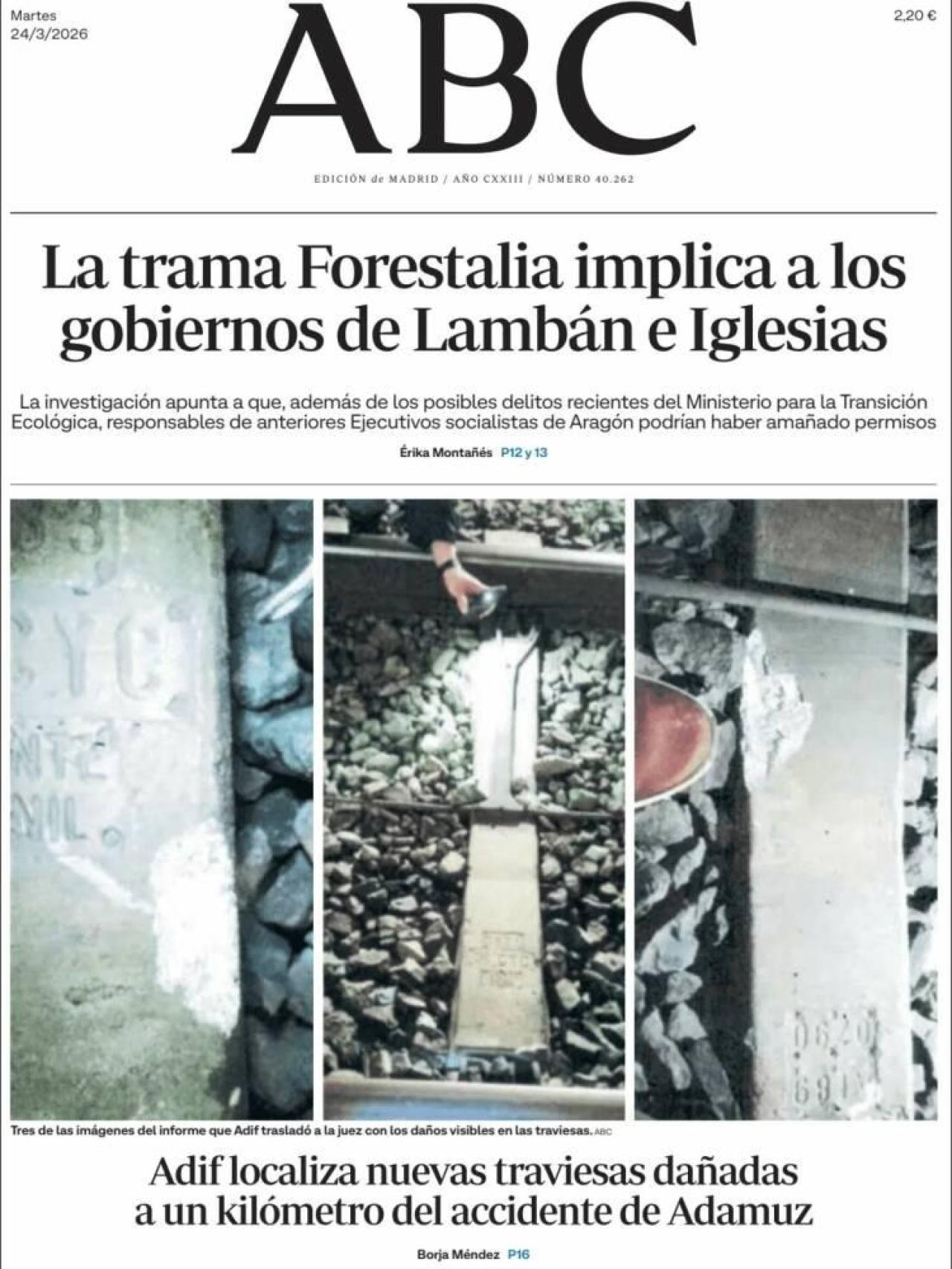 La portada de l' 'ABC' el 24 de març