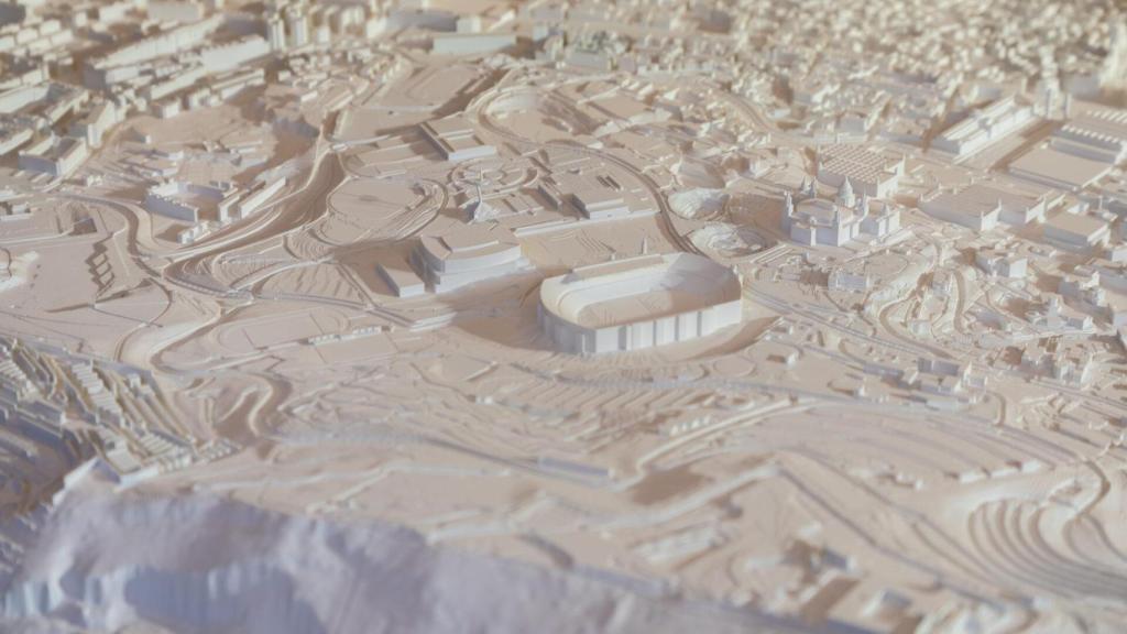 Vista de la maqueta que recrea la zona de Montjuïc