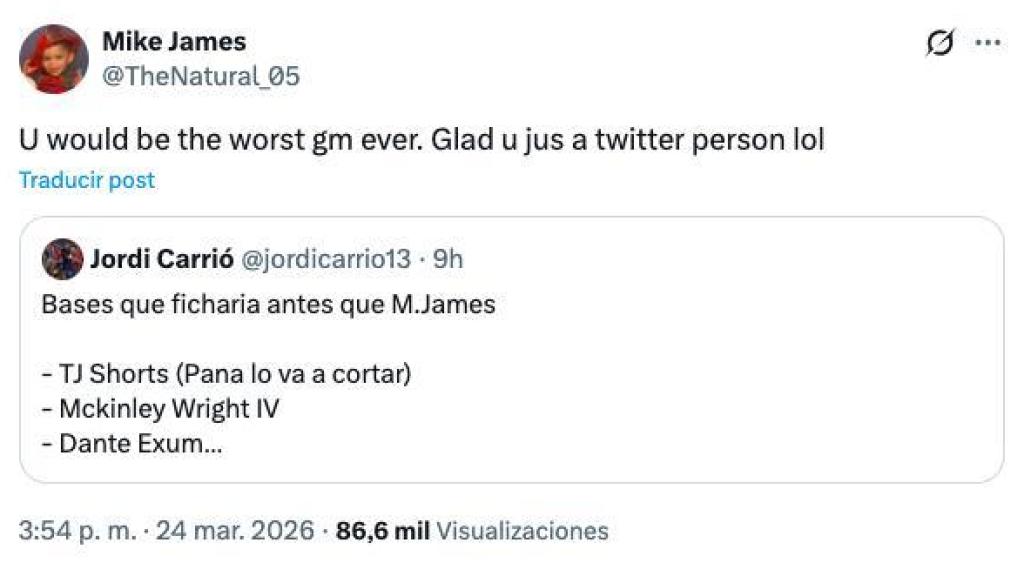 Mike James se defiende en Twitter de un aficionado del Barça