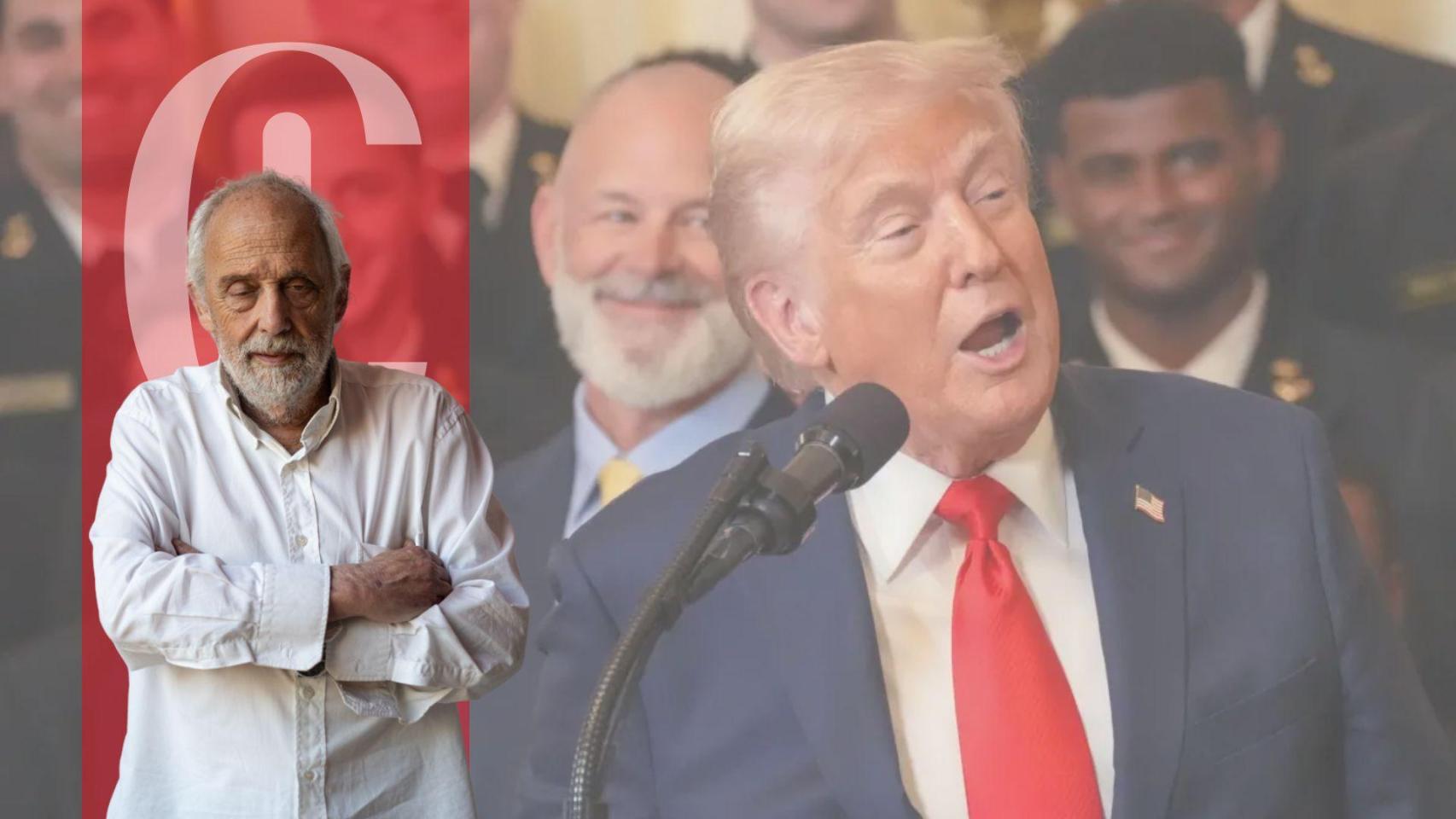 Josep Maria Cortés y una fotografía de Donald Trump