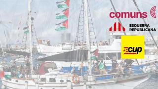 Fotomontaje de la Flotilla de 2025 con los logos de ERC, Comuns y CUP