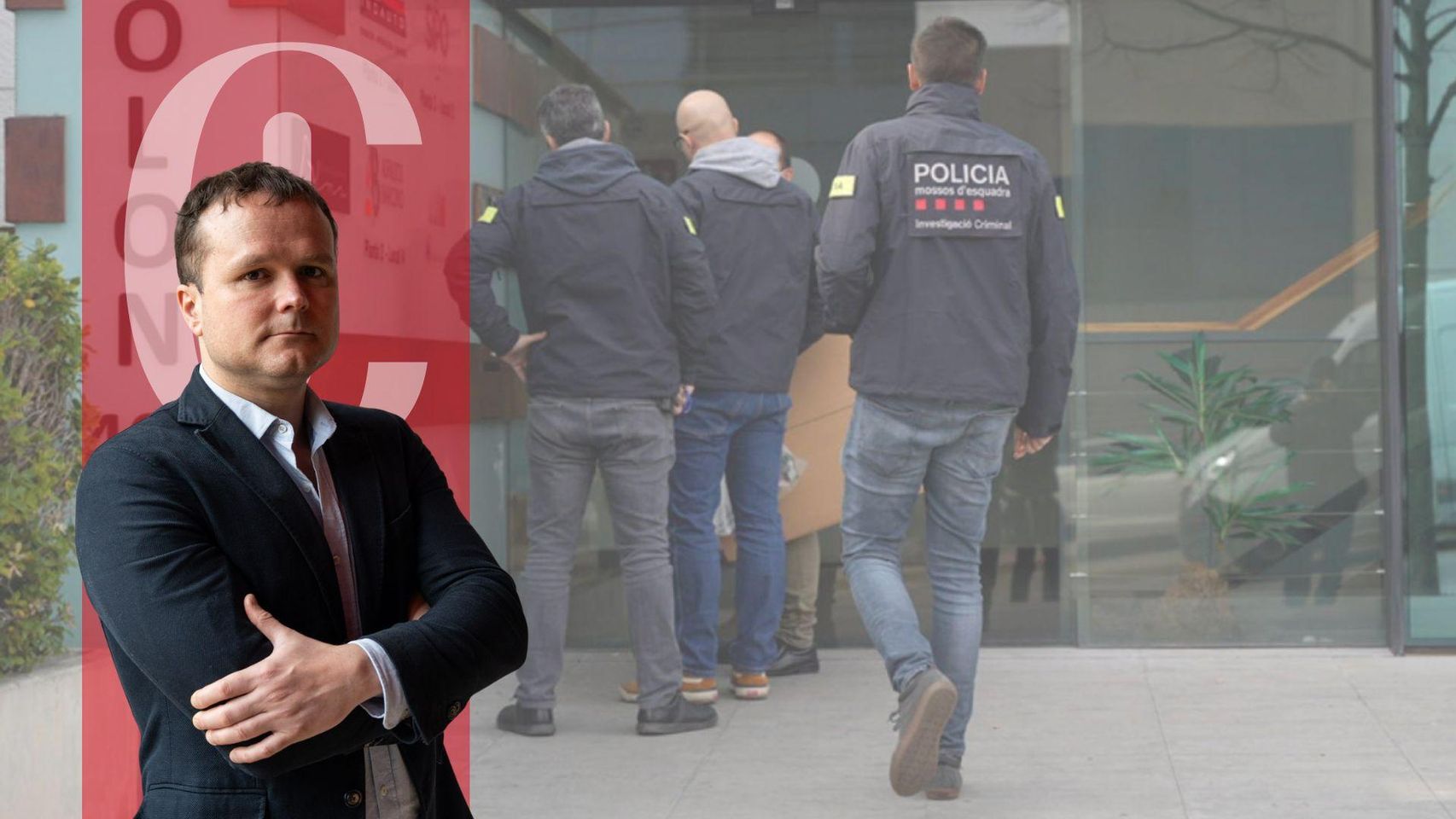 El director de Crónica Global, Ignasi Jorro, y una imagen de los registros en la sede de Ambulancias Egara en 2023