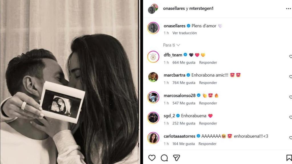 Ter Stegen i Ona Sellarès anuncien el seu embaràs després d'un any de relació