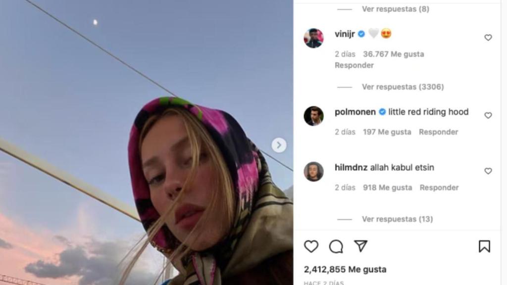 Vinicius Jr comenta una publicació d'Ester Expósito a Instagram