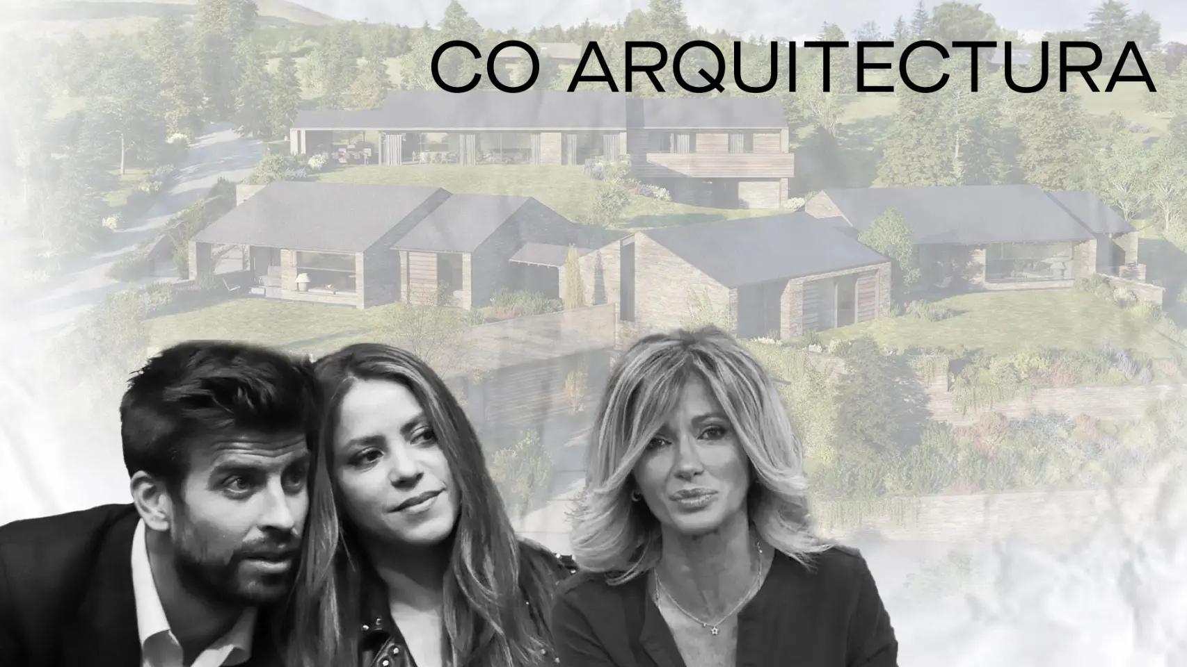 Una promoción de Laucirica con Shakira, Piqué, Susana Griso y el logo de CO Arquitectura