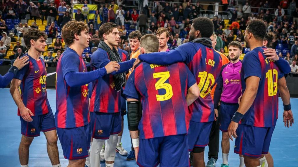 El Barça de balonmano celebra una victoria contra el Ciudad Real