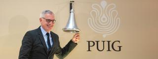 El presidente y consejero delegado de Puig, Marc Puig, durante el toque de campana de la empresa Puig en su salida a Bolsa