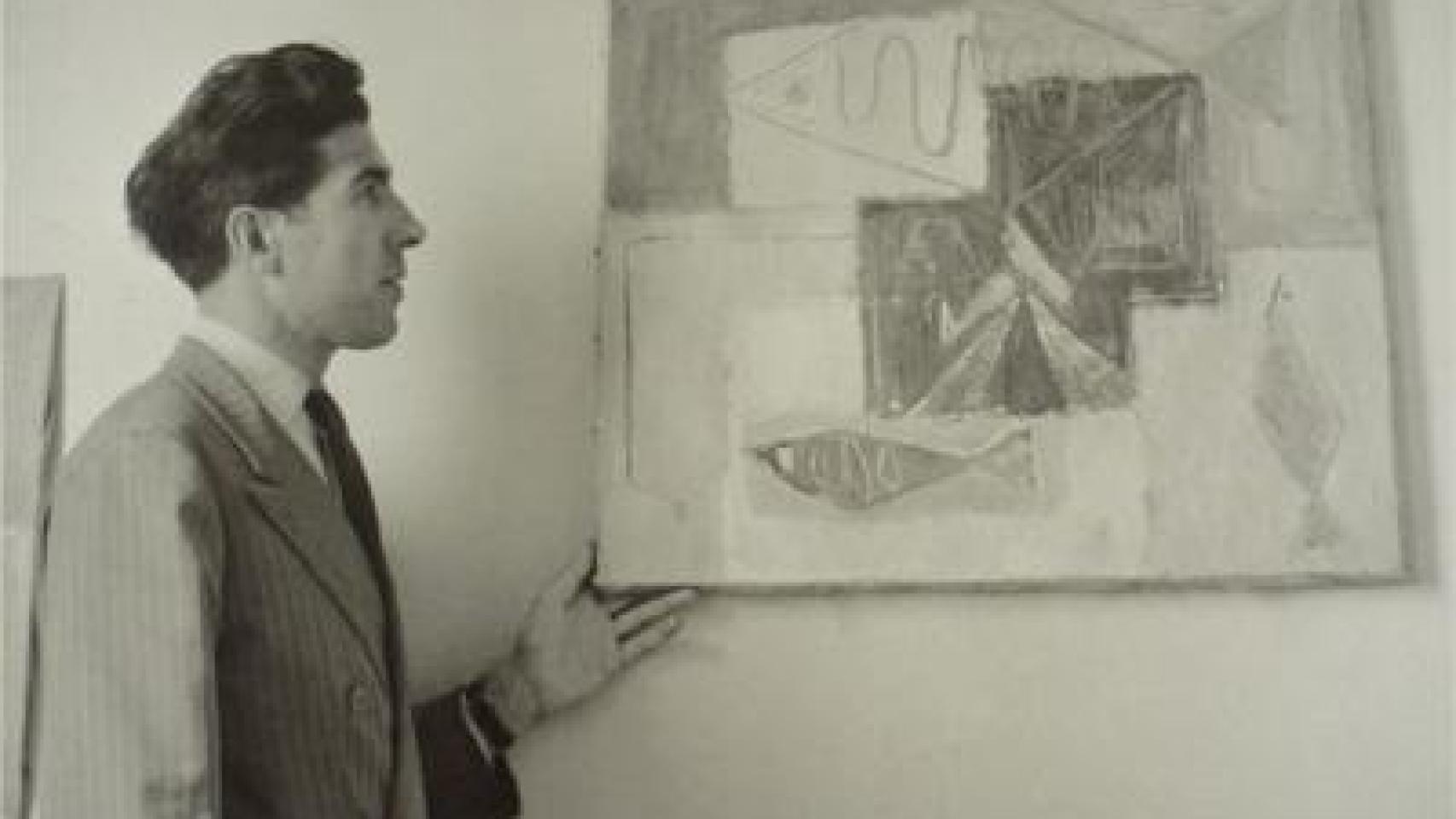 José Guerrero ante una de sus obras