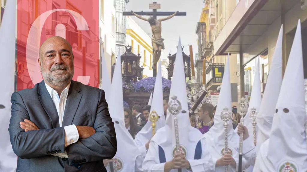 Un montaje de Xavier Salvador y una imagen de una procesión de fondo