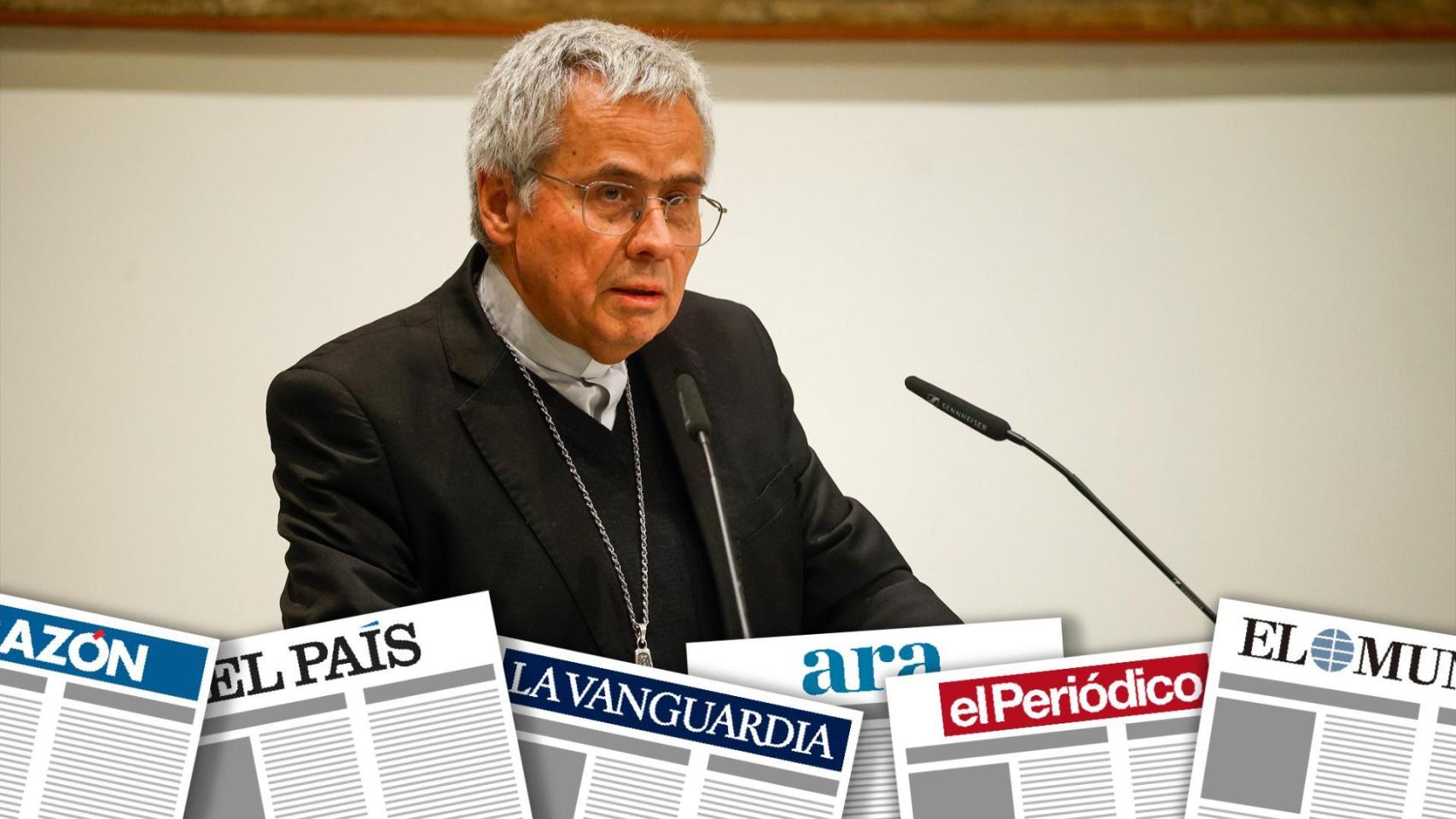 Montaje de primeras planas con el presidente de la Conferència Episcopal Tarraconense, Joan Planellas