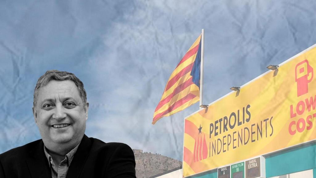 Fotomontaje de Jordi Roset, con una gasolinera de Petrolis Independents de fondo