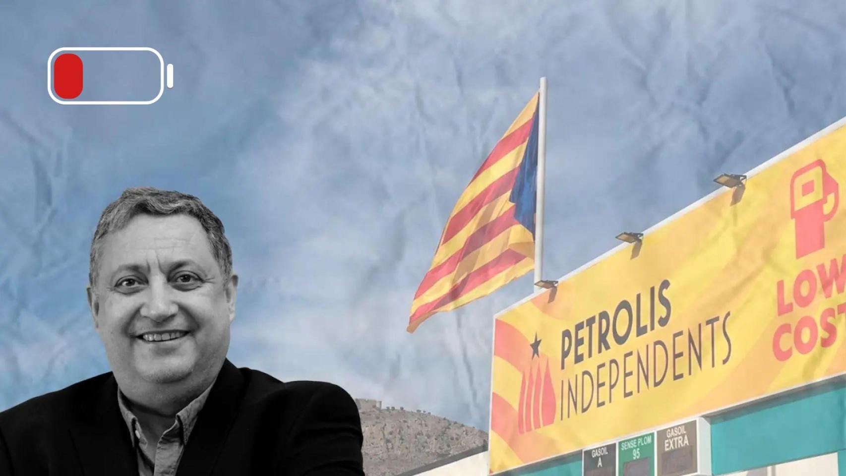 Fotomontaje de Jordi Roset con una gasolinera de Petrolis Independents de fondo