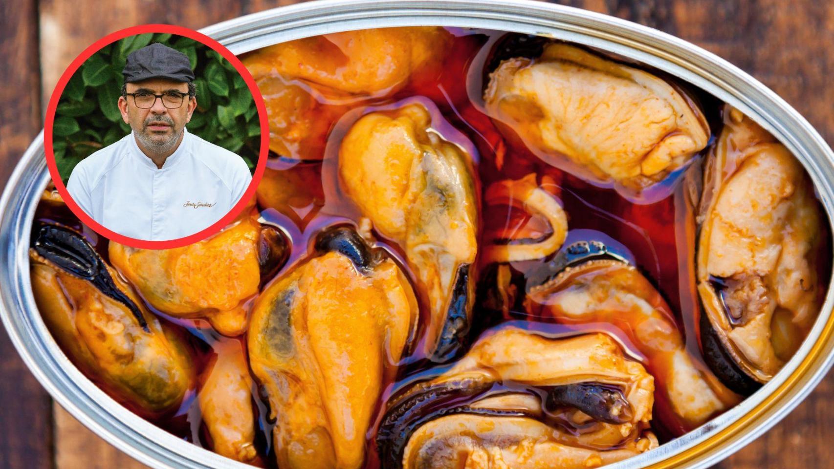 Jesús Sánchez y mejillones en lata