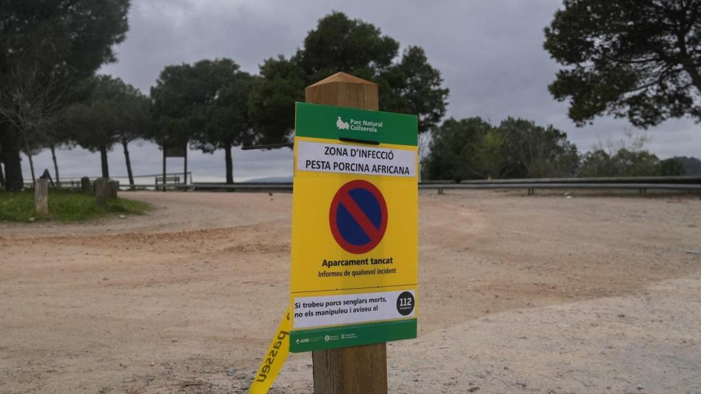 Una tanca indica la prohibició de l'accés al Parc Natural de Collserola, a 12 de març de 2026.jpg