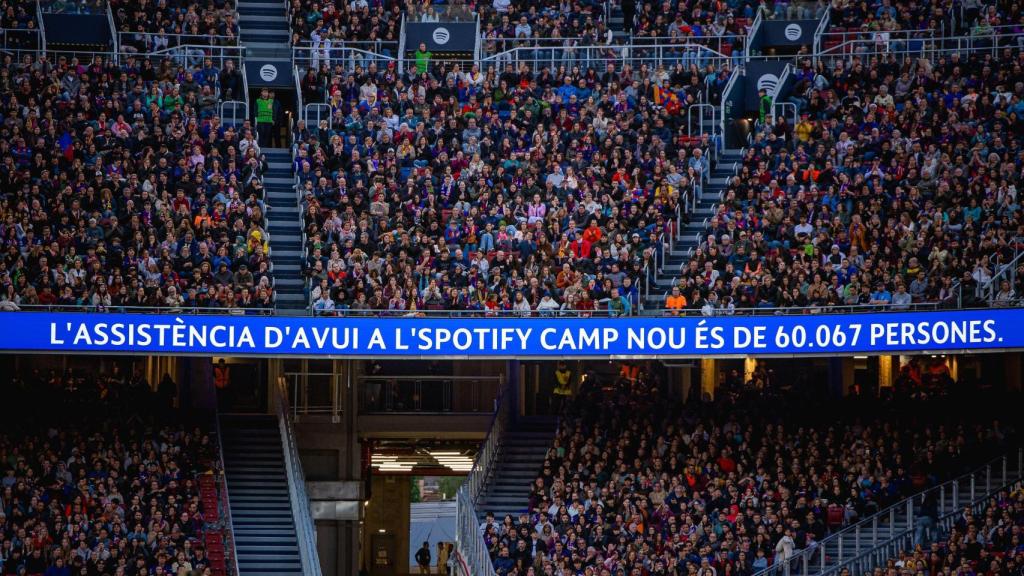 El Barça muestra la asistencia del Barça Femenino-Real Madrid de la Champions League en el Spotify Camp Nou