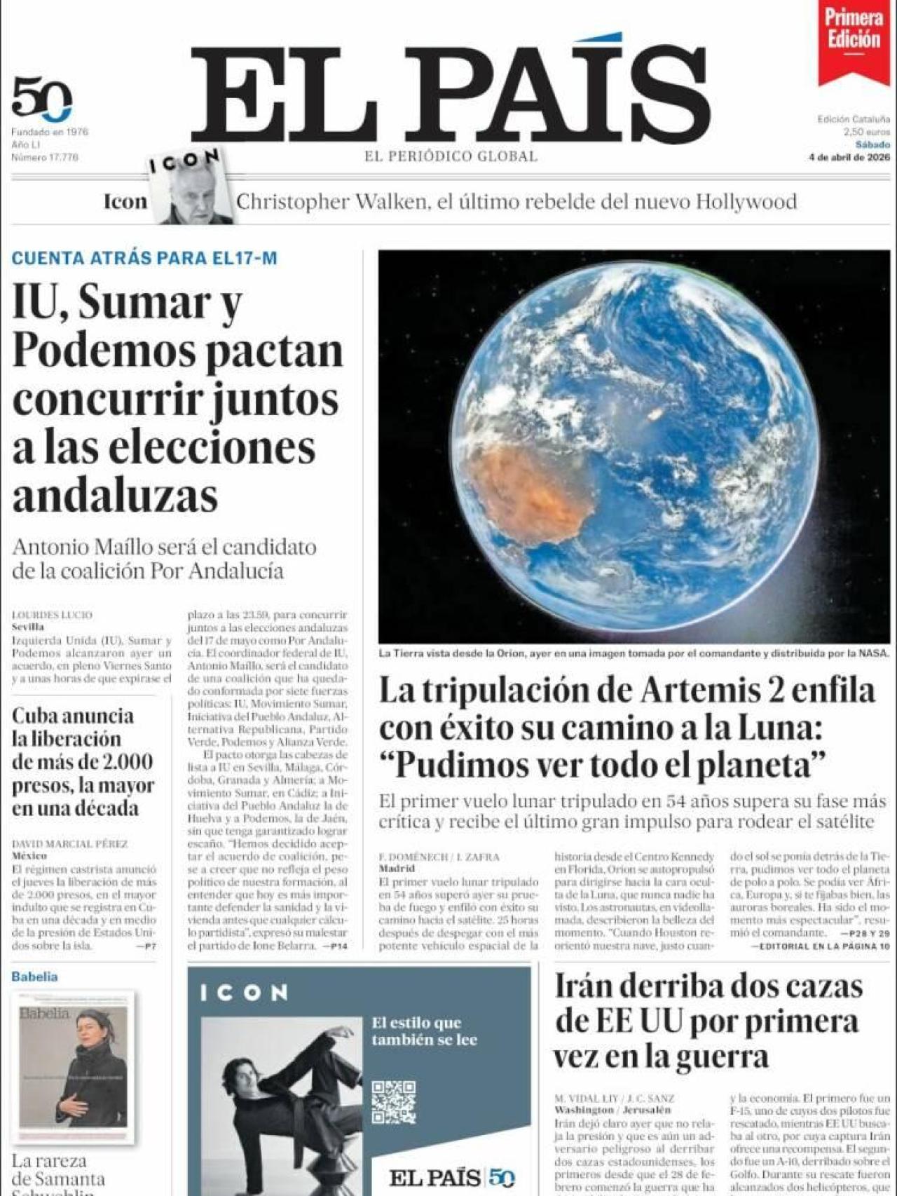La portada de 'El País' el 4 d'abril
