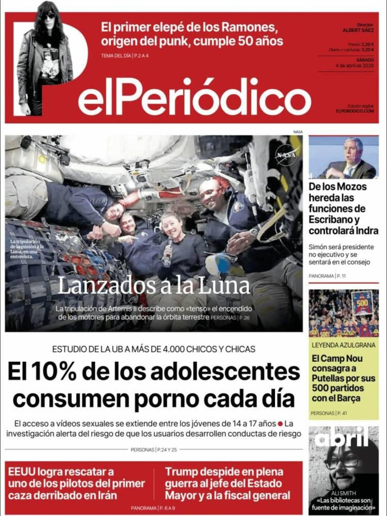La portada de 'El Periódico' el 4 d'abril