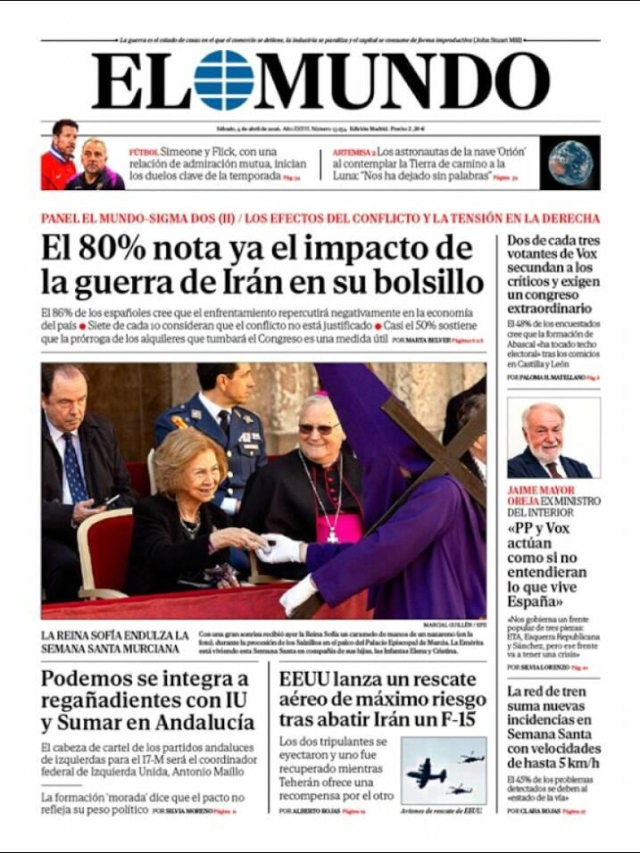 La portada de 'El Mundo' el 4 d'abril