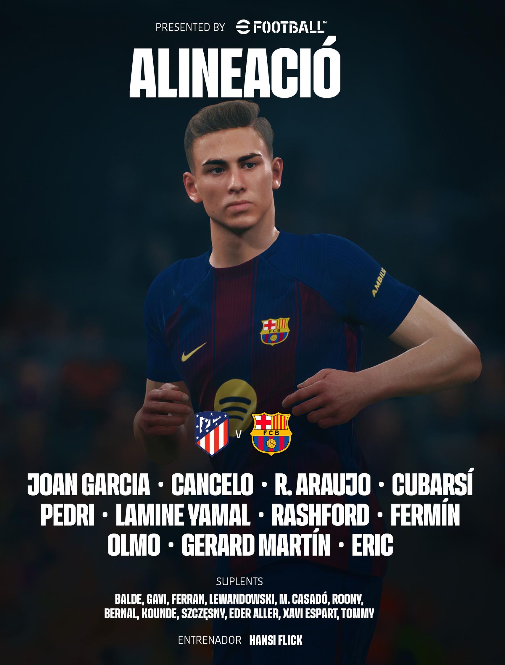 L'alineació del Barça per al partit de Lliga contra l'Atlètic de Madrid