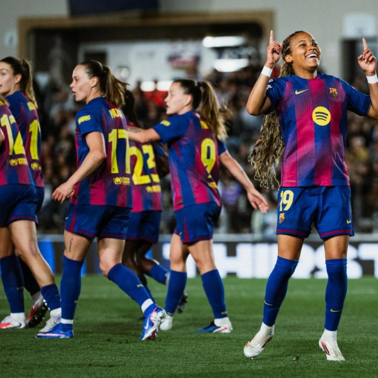 Vicky López celebra el seu gol en el Reial Madrid-Barça Femení de la Champions League