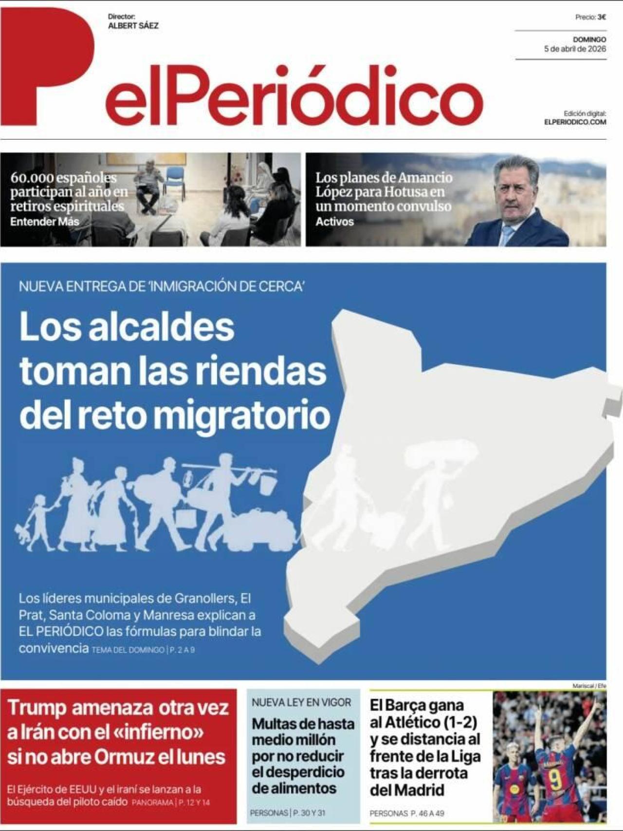 La portada d'‘El Periódico’ el 5 d’abril