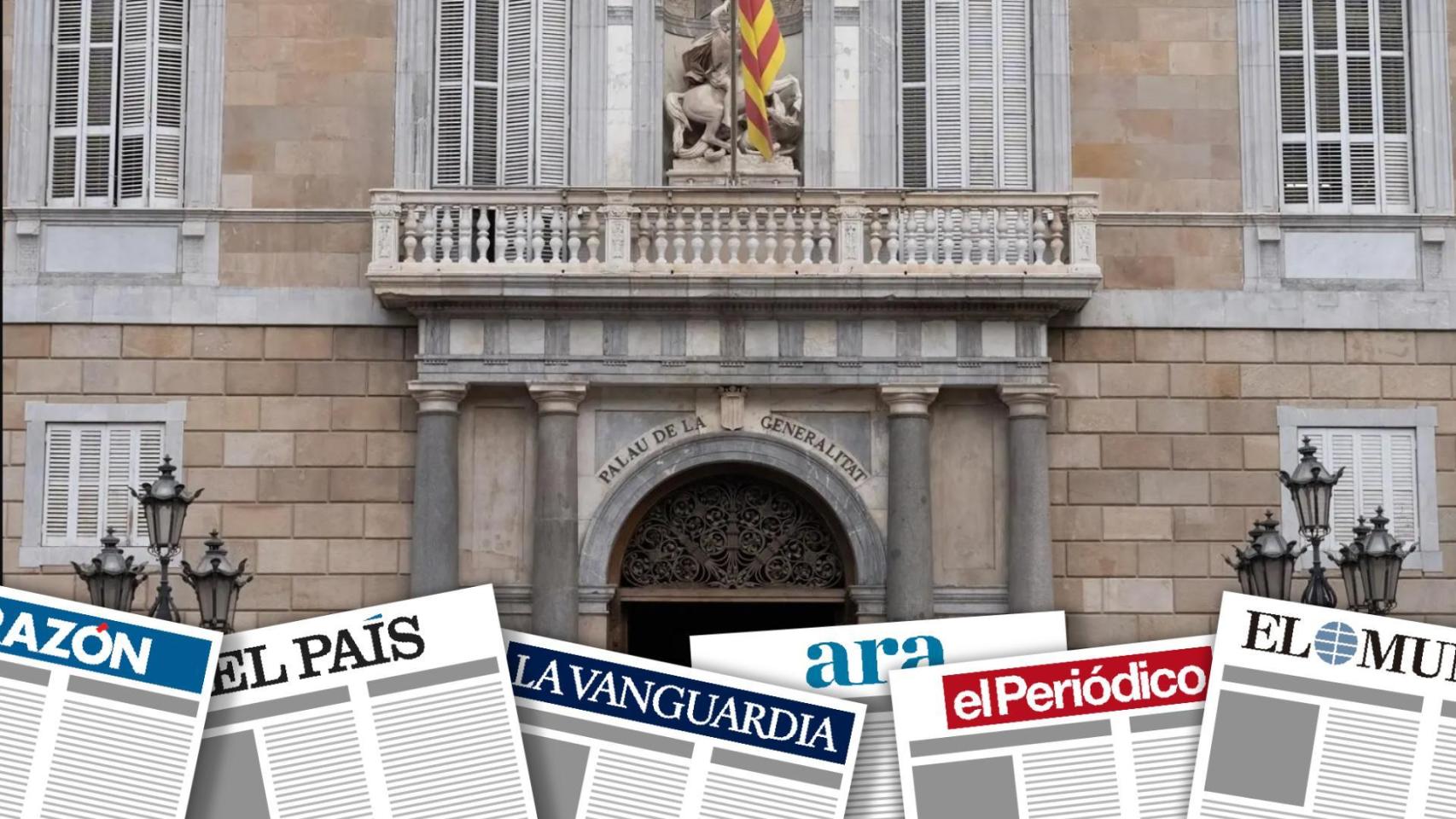 Fotomontaje de la sección 'Primeras Planas', con la fachada del Palau de la Generalitat de la plaza Sant Jaume