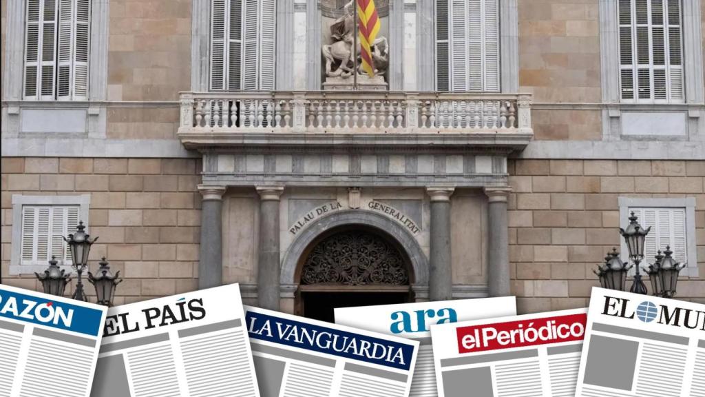 Fotomontaje de la sección 'Primeras Planas', con la fachada del Palau de la Generalitat de la plaza Sant Jaume