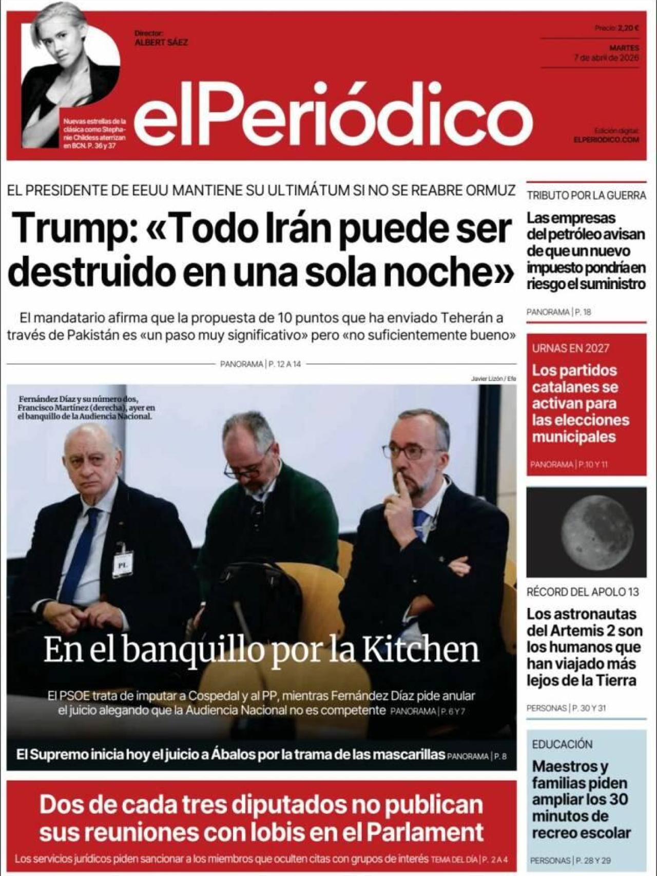 La portada de 'El Periódico' el 7 de abril