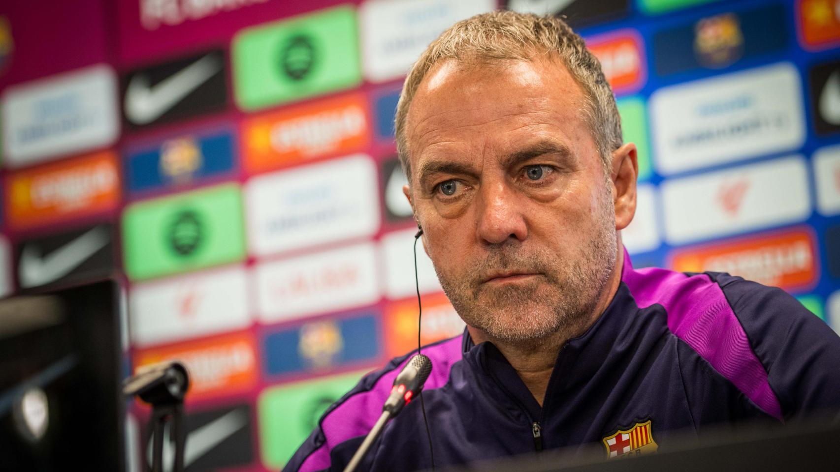 Hansi Flick en la rueda de prensa previa al Barça-Atlético de Champions