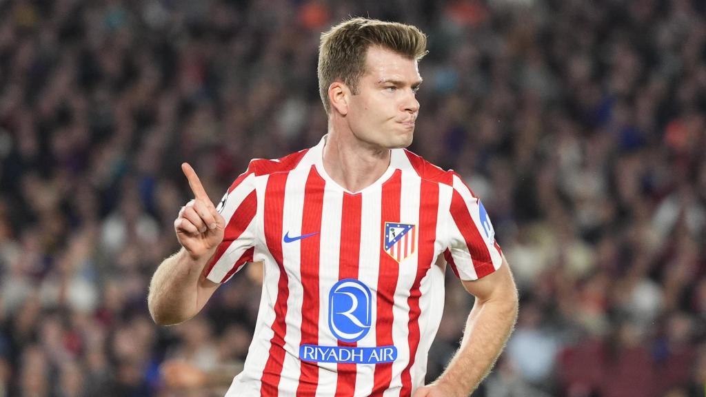 Alexander Sorloth celebra su gol en el Barça-Atlético de Madrid de Champions