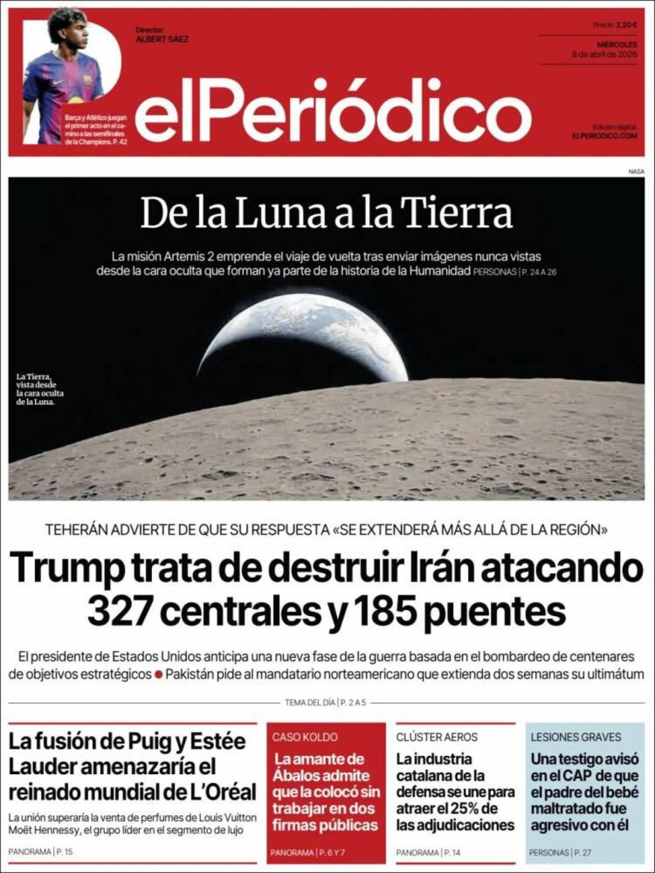 La portada d''El Periódico' el 8 d'abril