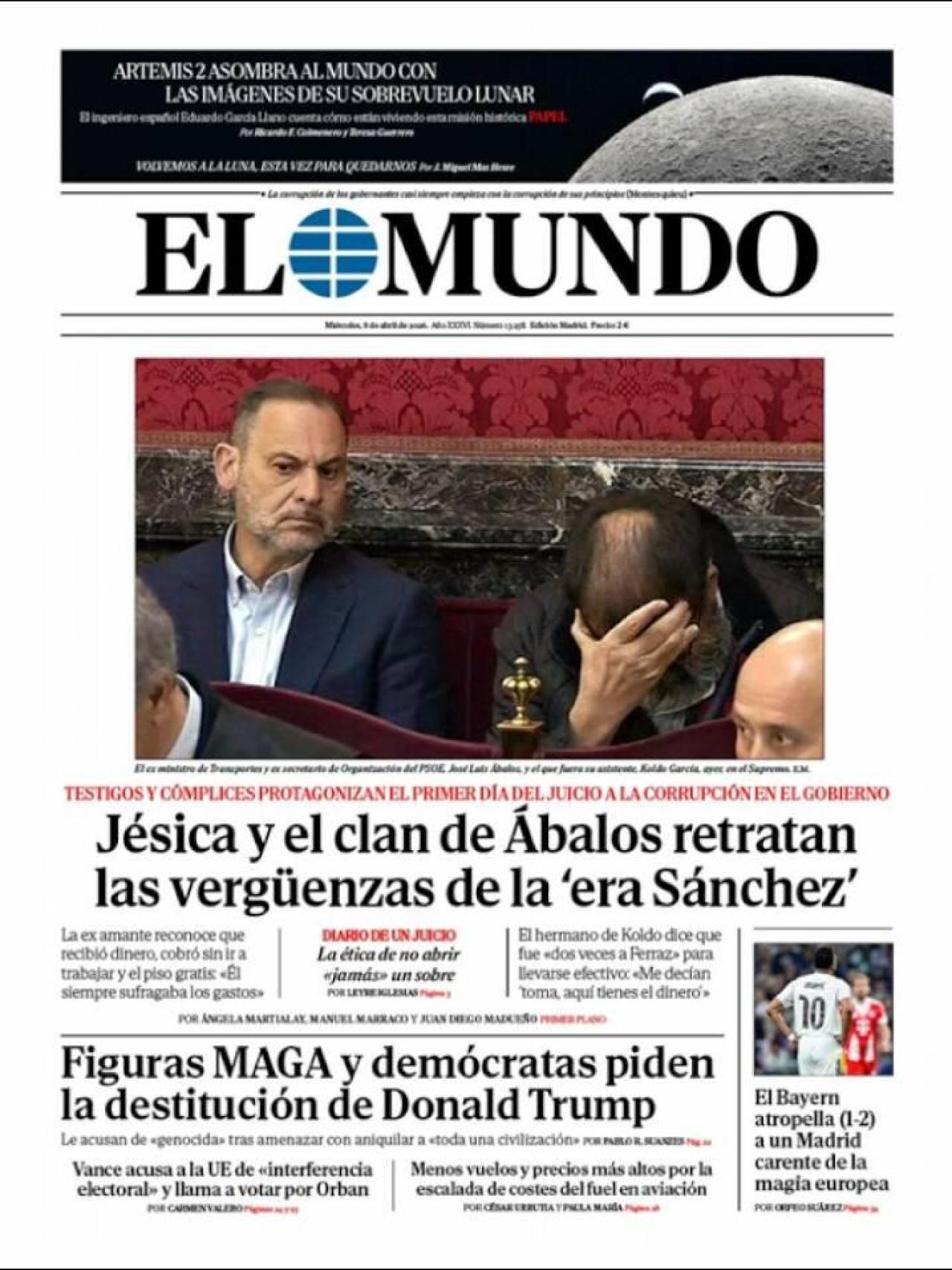 La portada d''El Mundo' el 8 d'abril