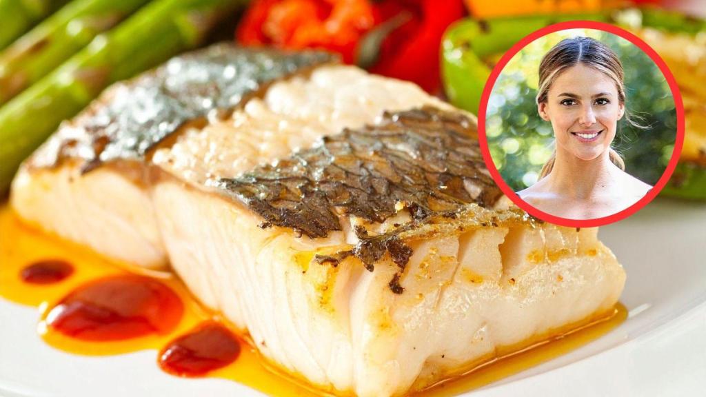 Marta Verona y plato de pescado