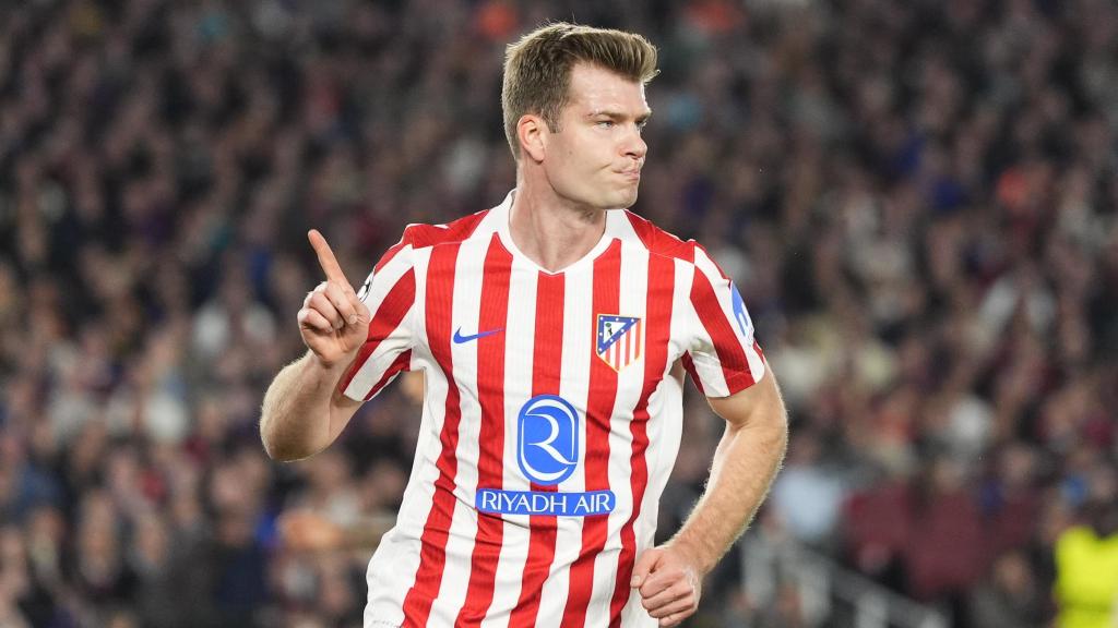 Alexander Sorloth celebra el seu gol en el Barça-Atlètic de Madrid de Champions