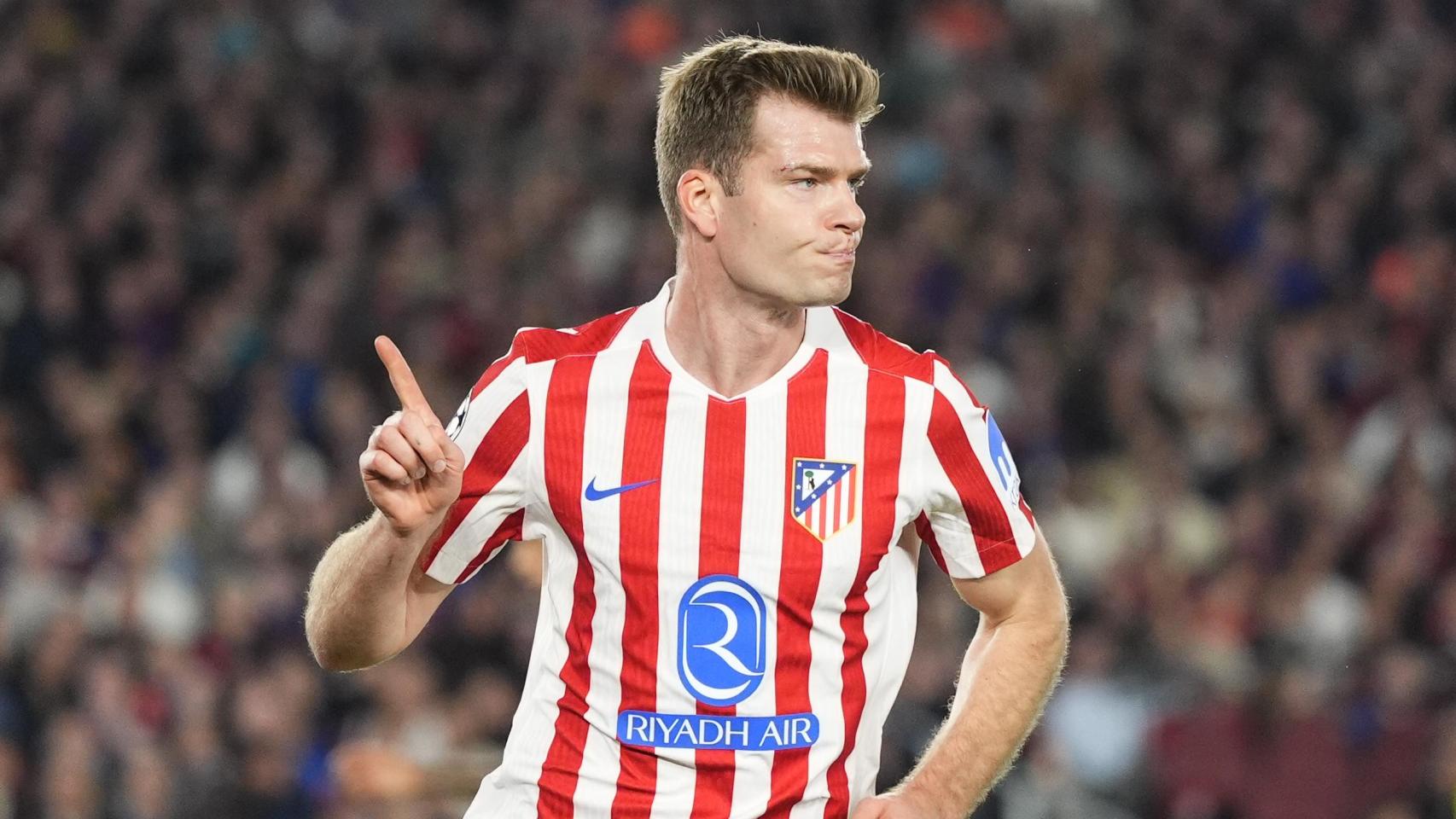 Alexander Sorloth celebra su gol en el Barça-Atlético de Madrid de Champions