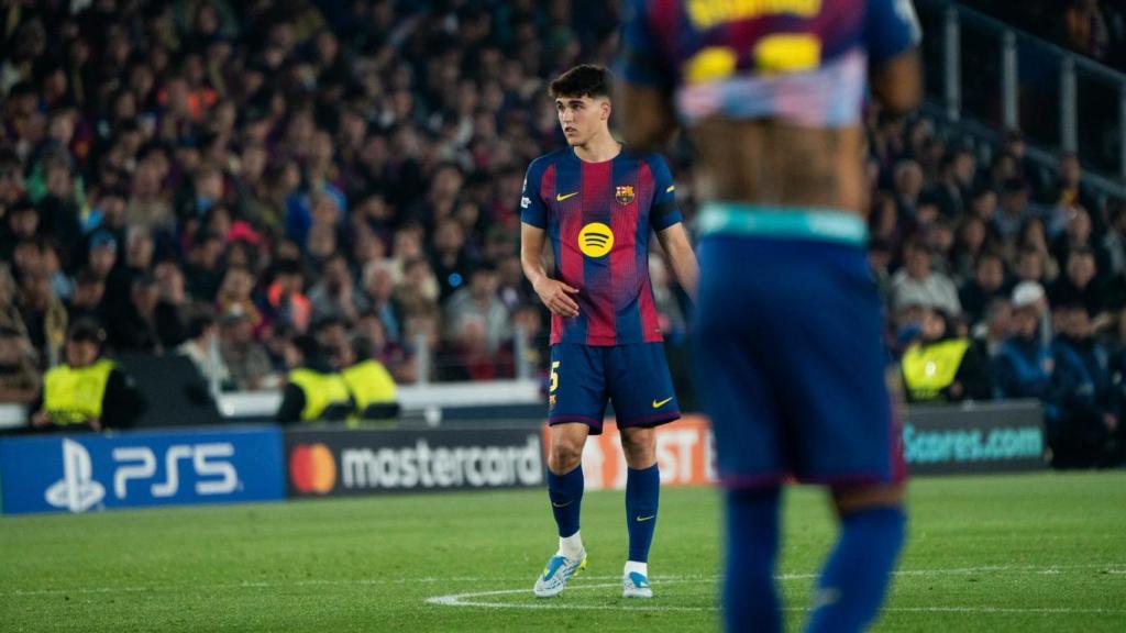 Pau Cubarsí, durant el Barça-Atlético de Madrid de la Champions League