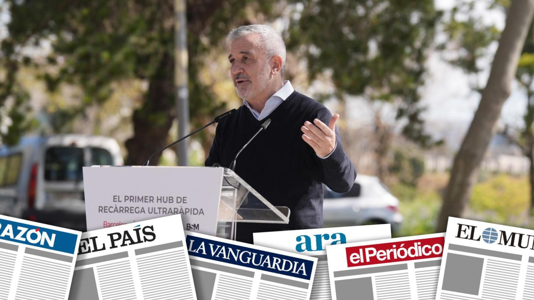 Montaje de primeras planas con el alcalde de Barcelona, Jaume Collboni
